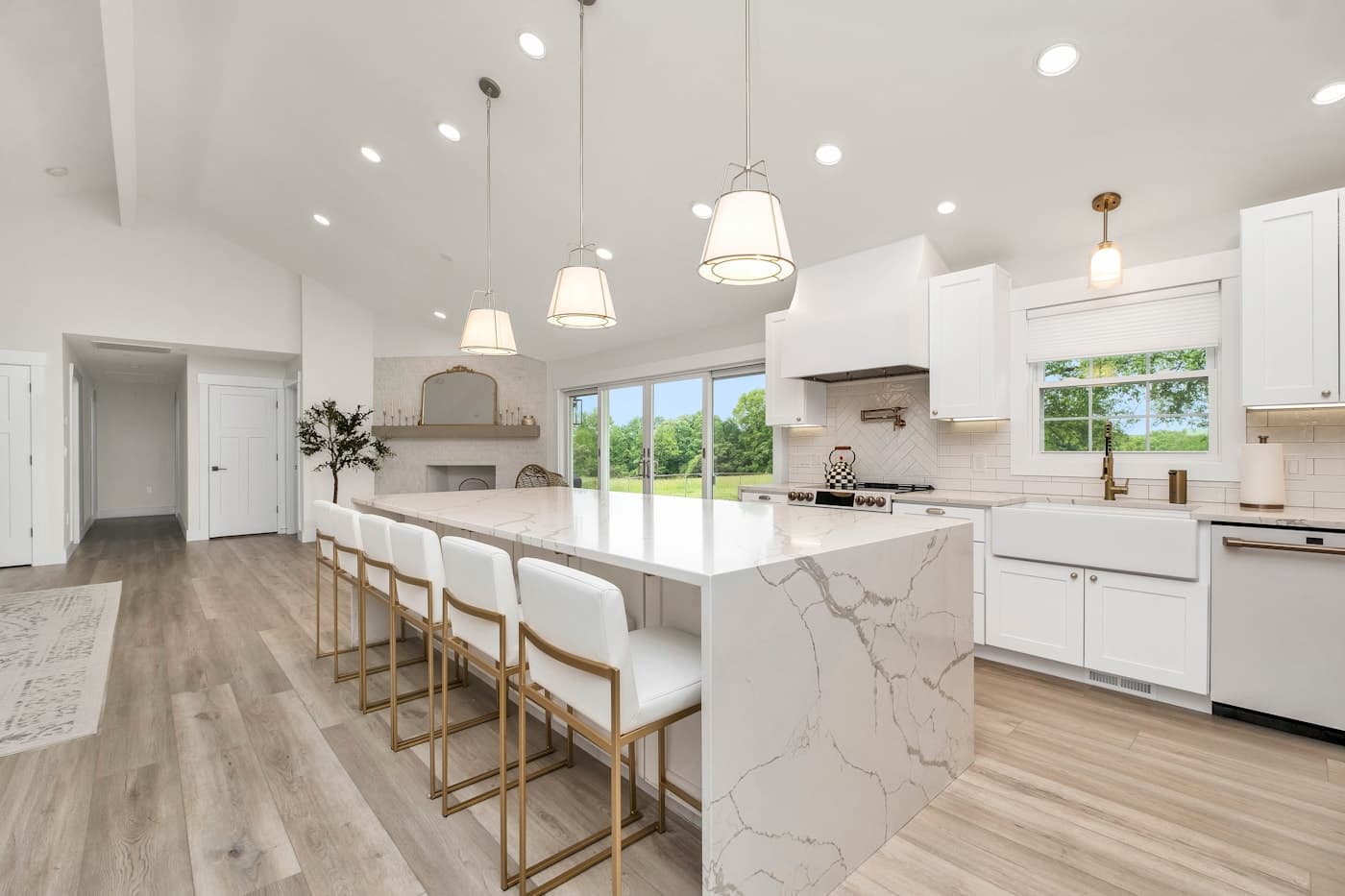 Open Kitchen with Marble Island, West Vancouver — Pro Touch Construction